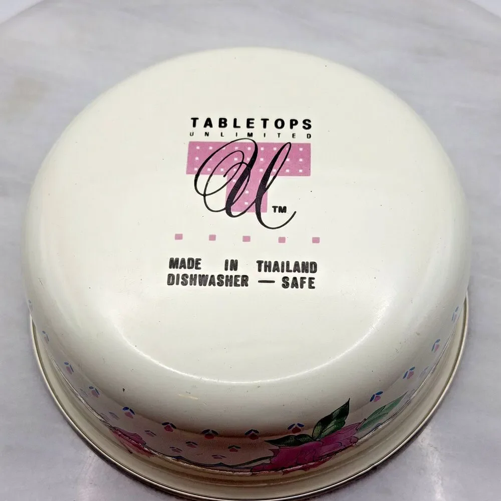 Vintage Tabletops Unlimited Floral Graphic Vitroceramic Bowl Cottagecore 80s